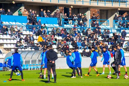 Imatge de l’entrenament d’ahir al Camp d’Esports.