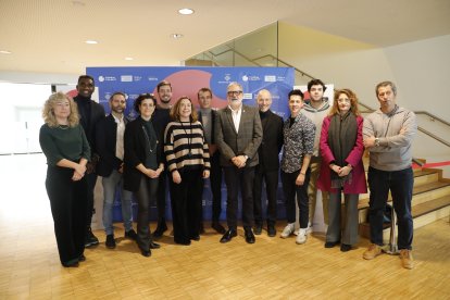 Representants de la Paeria i la Fundació Princesa de Girona, ahir en la presentació del Tour del Talent.