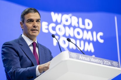 Pedro Sánchez, en la seua intervenció al Fòrum de Davos.