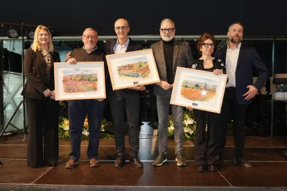 Larrosa i Iglesias, amb Boldú, Forcada i un representant de Muns Agroindustrial.