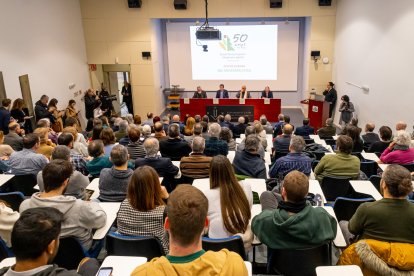 Un moment de la clausura dels actes del 50 aniversari d’Agrònoms celebrada ahir.