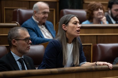 Nogueras, durant la votació en la qual la seua formació es va oposar a l’aprovació de l’amnistia.