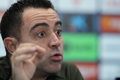 Xavi Hernández, ahir durant la roda de premsa que va fer prèvia al partit d’avui davant de l’Alabès.