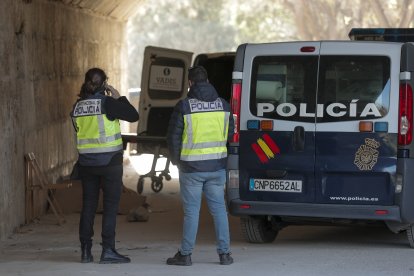 La Policia sota el pont on es va cometre l’agressió.