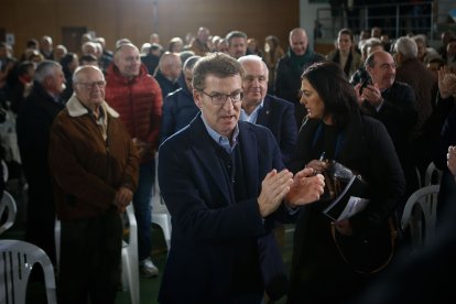 El líder del PP, Alberto Núñez Feijóo, ahir en un míting a Galícia.