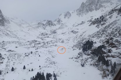 Vista aèria del punt del rescat al coll de la Ratera.