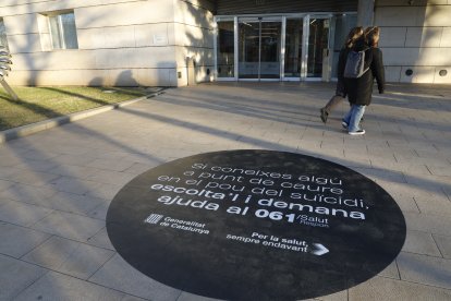 Un vinil de la campanya, al campus de la UdL a Cappont.