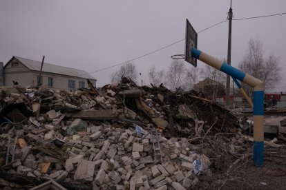 Imatge de les restes d’una escola a Slaviansk, Ucraïna.