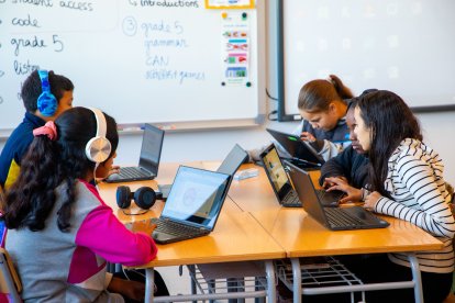 Alumnes en un centre educatiu de Lleida aquest curs.