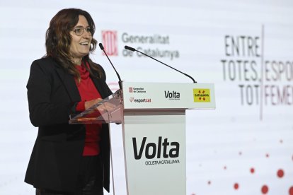 Laura Vilagrà, vicepresidenta de la Generalitat, ahir durant la presentació de la Volta.