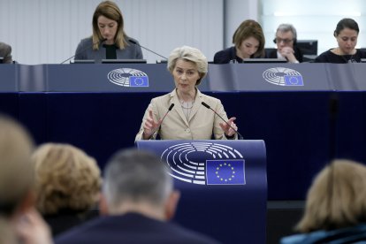 La presidenta de la Comissió Europea, Ursula von der Leyen, ahir a l’Eurocambra.