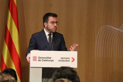 El president del Govern, Pere Aragonès, ahir en un acte a Barcelona.