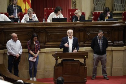 Els representants de la FCAC, Revolta Pagesa, JARC i UP que van intervenir en el debat d’ahir.