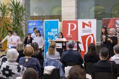 Un moment de l’acte celebrat ahir a la Biblioteca Pública de Lleida.