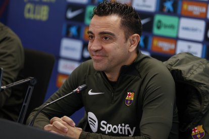 Xavi, durant la compareixença ahir davant dels mitjans.