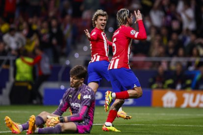 Celebració d’un dels gols de l’Atlètic.