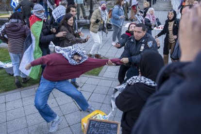 Protesta estudiantil a la Ciutat Universitària de Nova York.