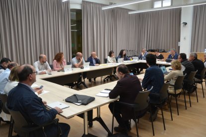 La reunió del Consell Rector, que va aprovar ahir els ajuts.