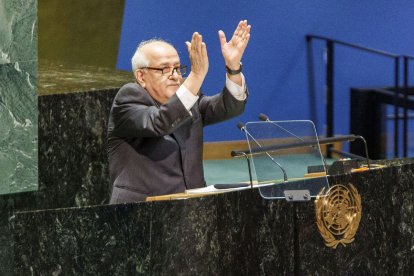 L’ambaixador palestí, Riyad Mansour, a l’Assemblea de l’ONU.