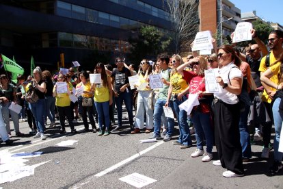 La protesta de dijous del personal d’atenció educativa.