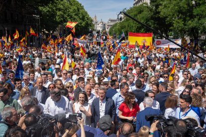 La plana major del PP, a la manifestació que va organitzar ahir a Madrid contra la llei d’Amnistia.