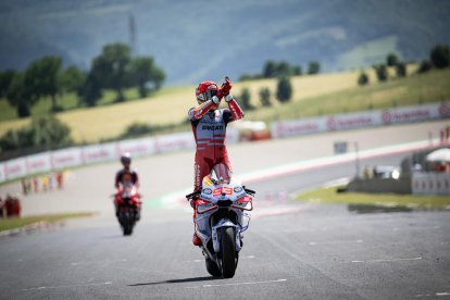 Marc Márquez celebra la segona posició a Mugello.