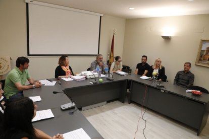 Úrsula Barrufet (segona per la dreta) i Josep Solsona (amb camisa verda) en el ple de la censura.