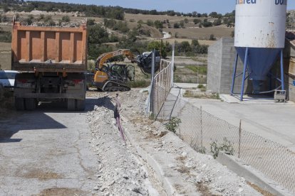 Les obres per instal·lar el dipòsit de Pallerols.