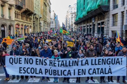 Una protesta contra el 25% de castellà als centres educatius.