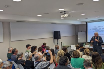 Agustí Alcoberro, ahir al congrés a Esterri d’Àneu.