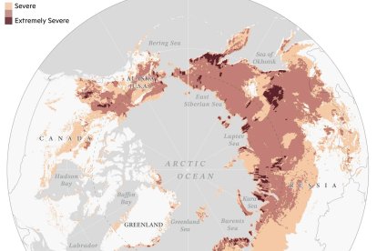 Mapa d'àrees amb estrès climàtic /  Watts et al. 2025