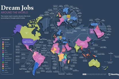 Mapa de búsqueda de empleos en Google por países.