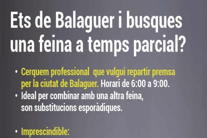 Ofrecida de trabajo a Balaguer para reparto de prensa