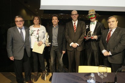 Àngel Ros, los padres de Marc y Àlex Márquez, Jordi Basté, el Sr. Postu y Xavier Pérez.