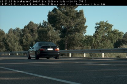 El turismo infractor captado por el radar de la policía catalana.