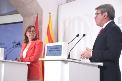 Paneque y Santano durante la presentación de la nueva empresa ayer en Barcelona. - ACN