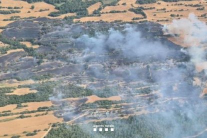 Vista general de l'incendi a Torrefeta i Florejacs, a la comarca de la Segarra.
