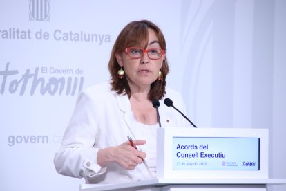 La portaveu del Govern, Sílvia Paneque, durant la roda de premsa d'aquest dimecres.