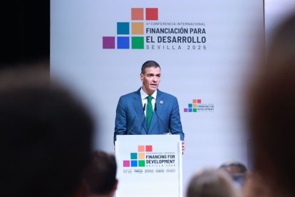 Pedro Sánchez, en la segona jornada de la IV Conferència Internacional de l’ONU a Sevilla. - ROCÍO RUZ / EUROPA PRESS