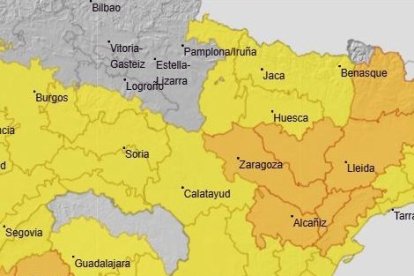 Mapa de peligro de la CHE para este miércoles.