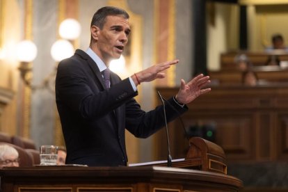 Sánchez durante su comparecencia ayer ente el pleno del Congreso. - EUROPA PRESS