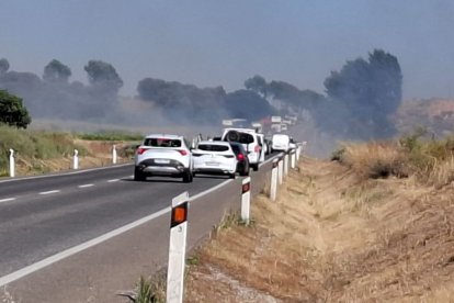 Un foc va obligar a tallar l’N-240 prop d’una hora. - DAVID POCA