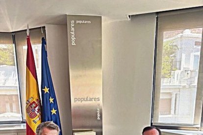 Alberto Núñez Feijóo i Xavi Palau, ahir a Madrid. - PP