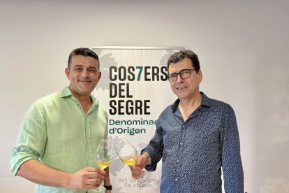 Isidre Ribalta i Tomàs Cusiné, ahir a la junta del Consell Regulador de la DO Costers del Segre. - DO COSTERS DEL SEGRE