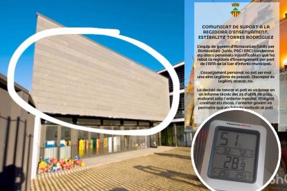 Els infants de la llar d'infants d’Almacelles, sense pati al caure trossos de façana, i sense climatització