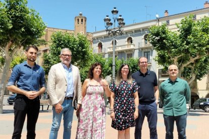 Jan Pomés, Fèlix Larrosa, Alba Pijuan, Lorena González, Marc Solsona y Josep Farran, ayer en la reunión en Balaguer. - E. FARNELL