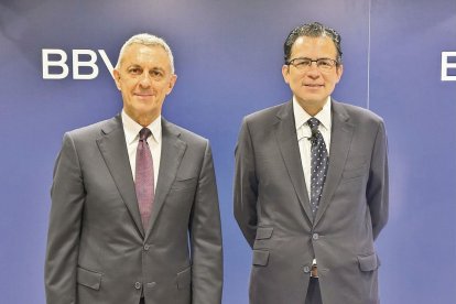 José Ballester y Miguel Cardoso, en la presentación del último informe de BBVA Research. - BBVA