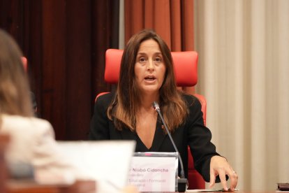 La consellera de Educación, Esther Niubó, durante la comparecencia este martes en el Parlamento.