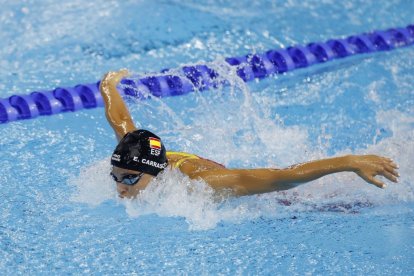 Emma Carrasco, durante una de las tres pruebas que ha disputado en el Mundial. - EFE