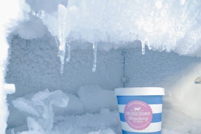 Interior d’una nevera amb un gelat.